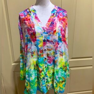 NWT Soft Surroundings Floral Long Sleeve Blouse + Tank Set 1X